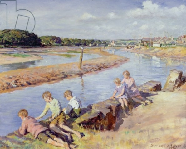Young Anglers at Hayle, 1930 by Forbes, Stanhope Alexander (1857-1947) - Bridgeman Images - art images & historical footage for 